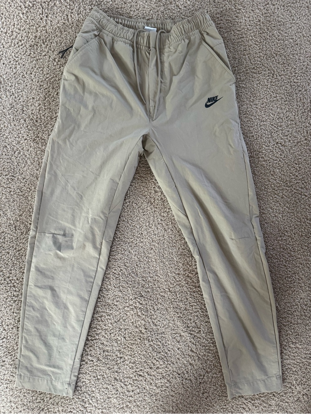 Nike Men’s Khaki Jogger Pants with Black Swoosh